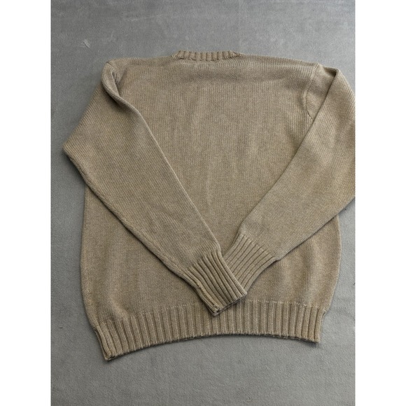 Polo Ralph Lauren Mens Tan Knit Crewneck Sweater Pony Logo 100% Cotton M - Picture 5 of 6